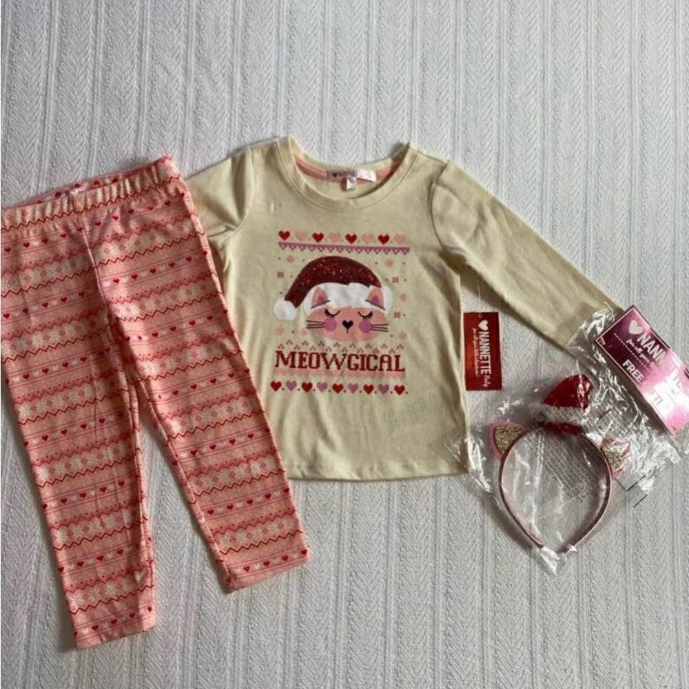 NANNETTE Baby Girl MEOWGICAL 3 Piece Outfit